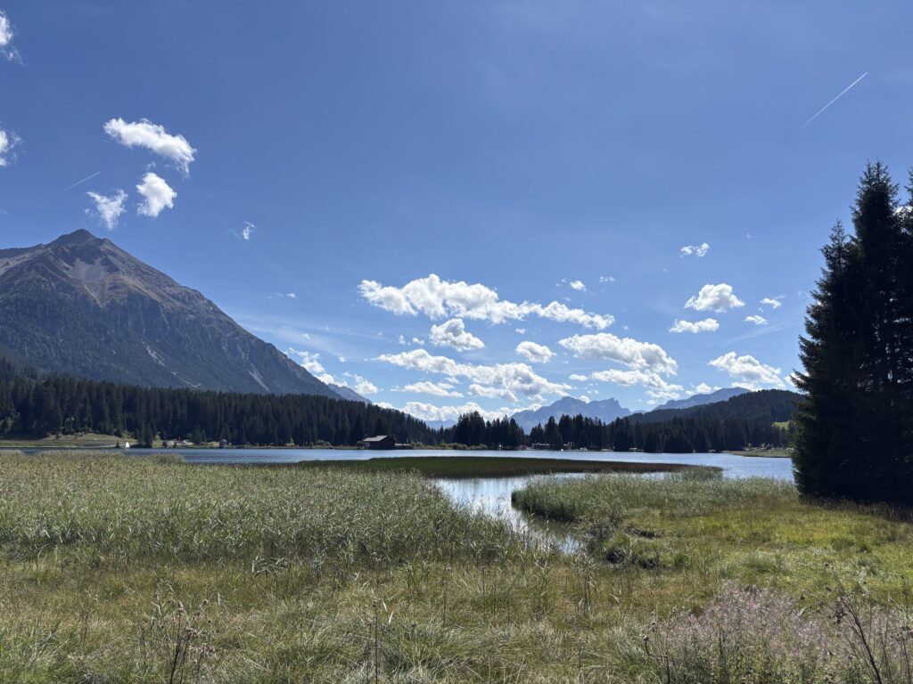 Idylle am Heidsee: Postkartenkulisse und klares Bergwasser findet der Gast vor der Haustüre.